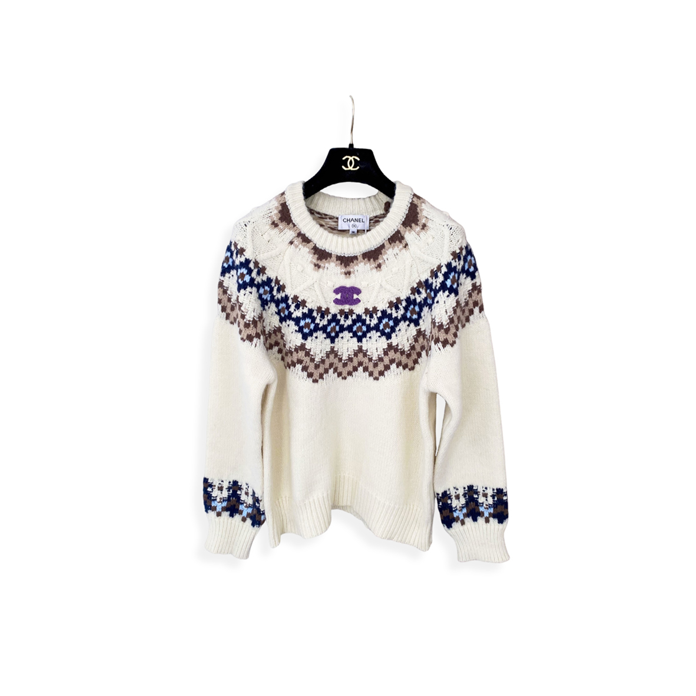 CHANEL FAIRISLE JUMPER WOMEN CASUAL LONG SLEEVE JUMPERS 